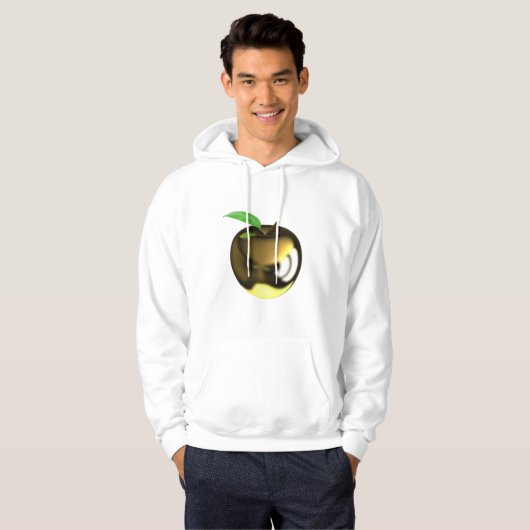 Gouden appel met Blad Glanzend Metallic Hoodie (Voorkant volledig)