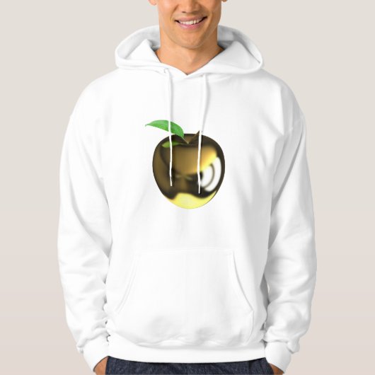 Gouden appel met Blad Glanzend Metallic Hoodie (Voorkant)