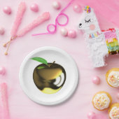 Gouden appel met Blad Glanzend Metallic Papieren Bordje (Feest)