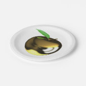 Gouden appel met Blad Glanzend Metallic Papieren Bordje (Gekanteld)