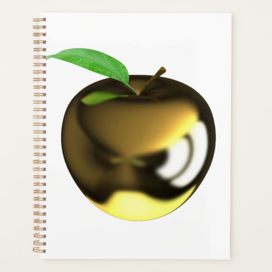 Gouden appel met Blad Glanzend Metallic Planner (Voorkant)