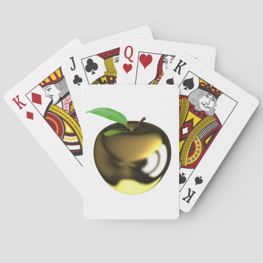 Gouden appel met Blad Glanzend Metallic Pokerkaarten (Achterkant)