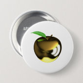 Gouden appel met Blad Glanzend Metallic Ronde Button 7,6 Cm (Voorkant /achterkant)