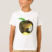 Gouden appel met Blad Glanzend Metallic T-shirt (Voorkant)