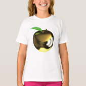 Gouden appel met Blad Glanzend Metallic T-shirt (Voorkant)
