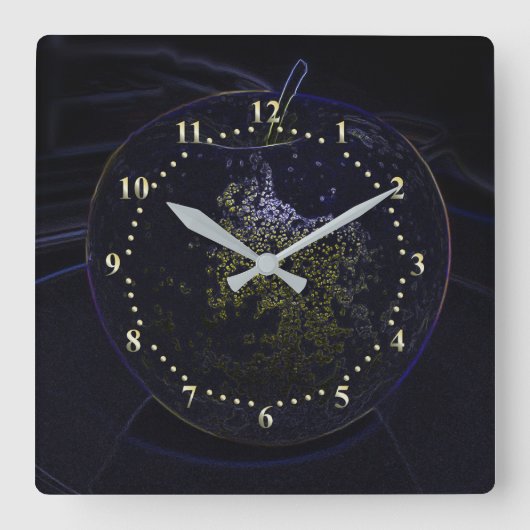 gouden appel vierkante klok (Voorkant)