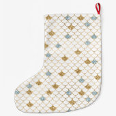 Gouden Aqua Blauwe Glitter Zeemeermin Grote Kerstsok (Achterkant)