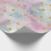 Gouden Aqua Glitter Droom Paarse Blush Zeemeermin Cadeaupapier (Hoek)
