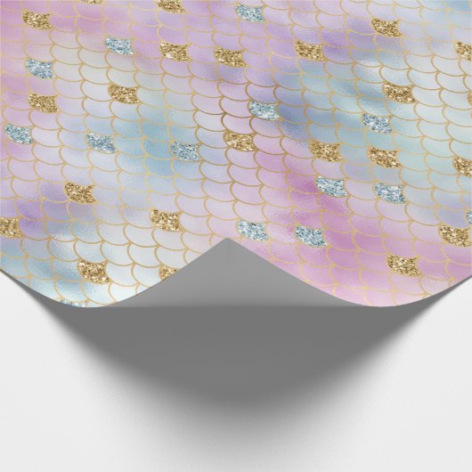 Gouden Aqua Glitter Droom Paarse Blush Zeemeermin Cadeaupapier (Hoek)
