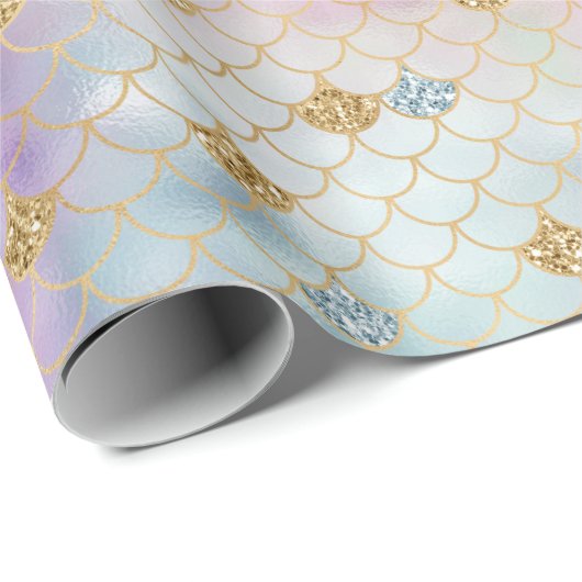Gouden Aqua Glitter Droom Paarse Blush Zeemeermin Cadeaupapier (Rol Hoek)
