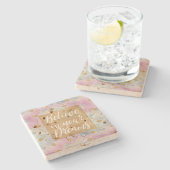 Gouden Aqua Glitter Droom Paarse Blush Zeemeermin Stenen Onderzetter (Zijkant)