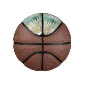 Gouden Aqua Witte Tropische bladeren Basketbal (Rechts)