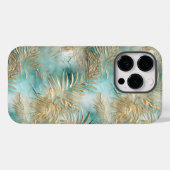 Gouden Aqua Witte Tropische bladeren Case-Mate iPhone Case (Achterkant (horizontaal))