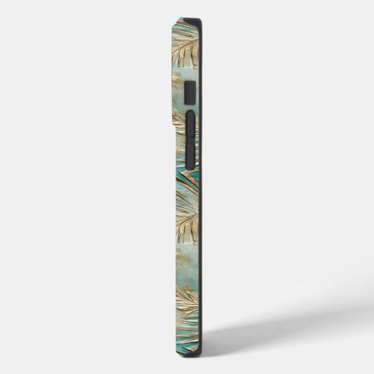 Gouden Aqua Witte Tropische bladeren Case-Mate iPhone Case (Achterkant / Links)