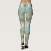 Gouden Aqua Witte Tropische bladeren Leggings (Achterkant)