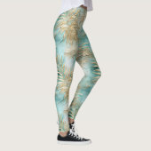 Gouden Aqua Witte Tropische bladeren Leggings