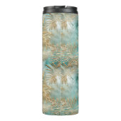 Gouden Aqua Witte Tropische bladeren Thermosbeker (Achterkant)