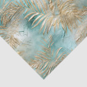Gouden Aqua Witte Tropische bladeren Tissuepapier (Detail)