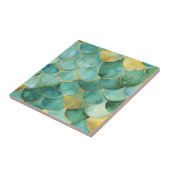 Gouden Aqua Zeemeermin Schub Waterverf Patroon Tegeltje (Zijkant)