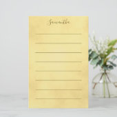 Gouden aquarel gelinieerd  briefpapier (Staand voorkant)