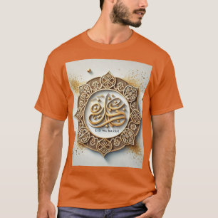 Gouden Arabische kalligrafie Eid Mubarak Medallion T-shirt