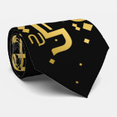 Gouden Arabische letters met zwarte achtergrond Stropdas (Opgerold)