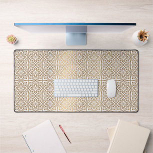 Gouden Arabische Patroon Desk Mat – Elegant Islami