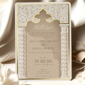Gouden architecturale elegantie bruiloft uitnodigi folie uitnodiging