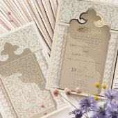 Gouden architecturale elegantie bruiloft uitnodigi folie uitnodiging