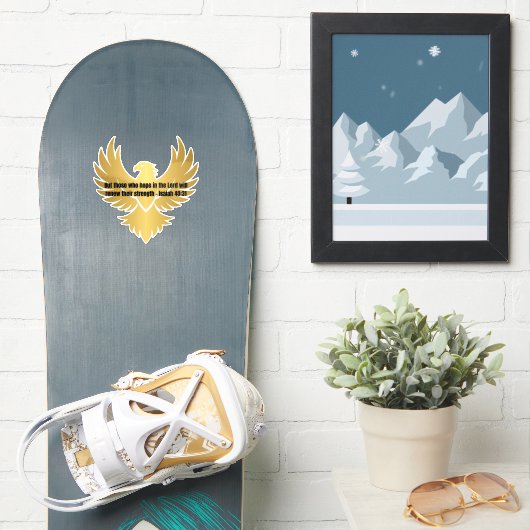 Gouden arend met bijbelvers Jesaja 40:31 Sticker (Snowboard)