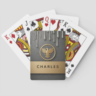 Gouden Armbandhangers Druppelende Vloeibare Metaal Pokerkaarten
