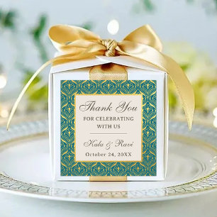 Gouden Art Deco Bloemen Retourcadeau Favor Labels