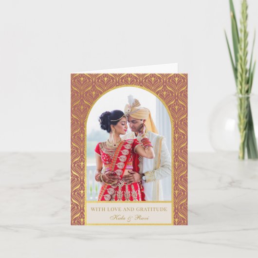 Gouden Art Deco Bruiloft Dank u Foto Kaart (Voorkant)