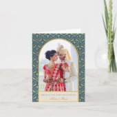 Gouden Art Deco Bruiloft Dank u Foto Kaart (Voorkant)