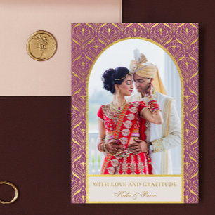 Gouden Art Deco Bruiloft Dank u Foto Kaart