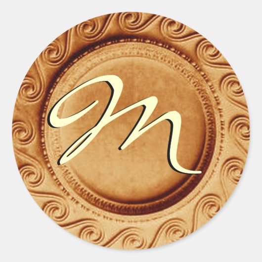 Gouden Art Deco Bruiloft Monogram M Sticker (Voorkant)