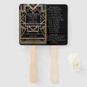Gouden Art Deco bruiloft programma fan Handwaaier (Voorkant en achterkant)