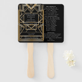 Gouden Art Deco bruiloft programma fan Handwaaier