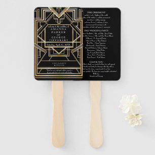 Gouden Art Deco bruiloft programma fan Handwaaier