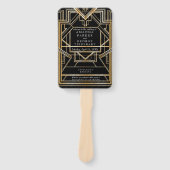 Gouden Art Deco bruiloft programma fan Handwaaier (Voorkant)