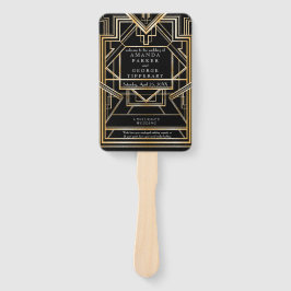 Gouden Art Deco bruiloft programma fan Handwaaier
