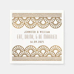 Gouden Art Deco Bruiloft Receptie Cockatil Servet