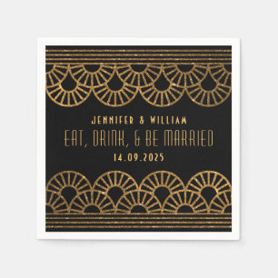 Gouden Art Deco Bruiloft Receptie Cockatil Servet