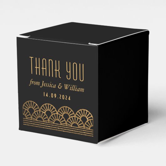 Gouden Art Deco Bruiloft Receptie Gast Favor Box Bedankdoosjes (Voorkant Zijde)