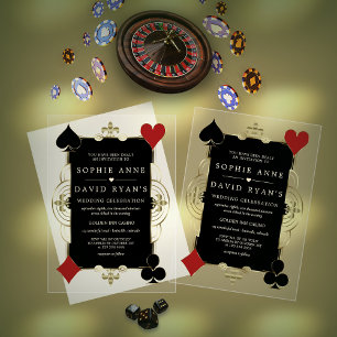 Gouden Art Deco Casino Las Vegas Poker Bruiloft Acryl Uitnodigingen