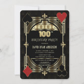Gouden Art Deco Casino Poker Man 100ste Verjaardag Kaart (Voorkant)