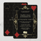 Gouden Art Deco Casino Vegas Poker Pensioenfeest  Kaart (Voorkant / Achterkant)