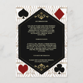 Gouden Art Deco Casino Vegas Poker Trouwdetails Informatiekaartje