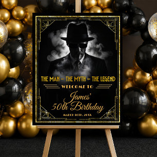 Gouden Art Deco De Man Mythe Legende Verjaardag We Poster
