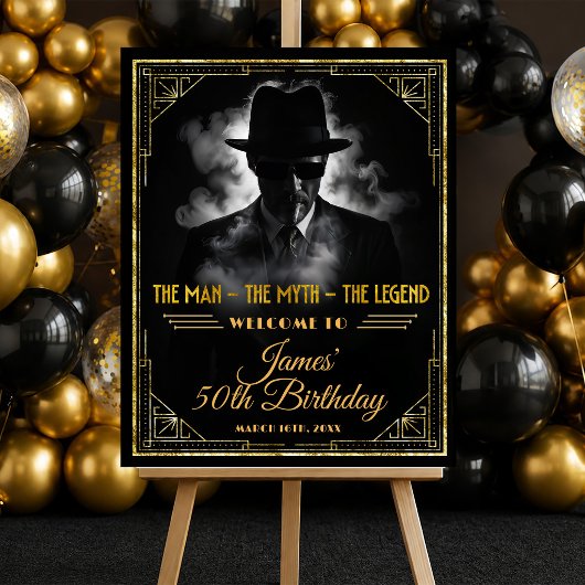 Gouden Art Deco De Man Mythe Legende Verjaardag We Poster